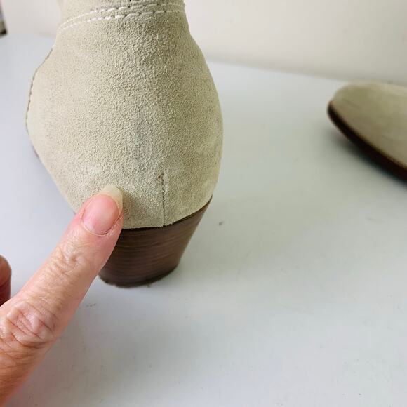 Polo by Ralph Lauren Women's Lucille Calfskin Suede Ankle Boots Cream Size 10B - Picture 9 of 16